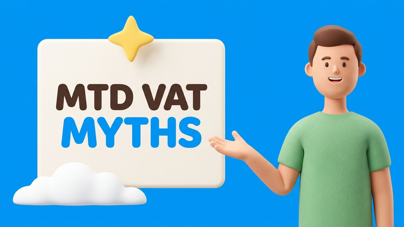 Illustration debunking five common Making Tax Digital for VAT myths for UK businesses and accountants.