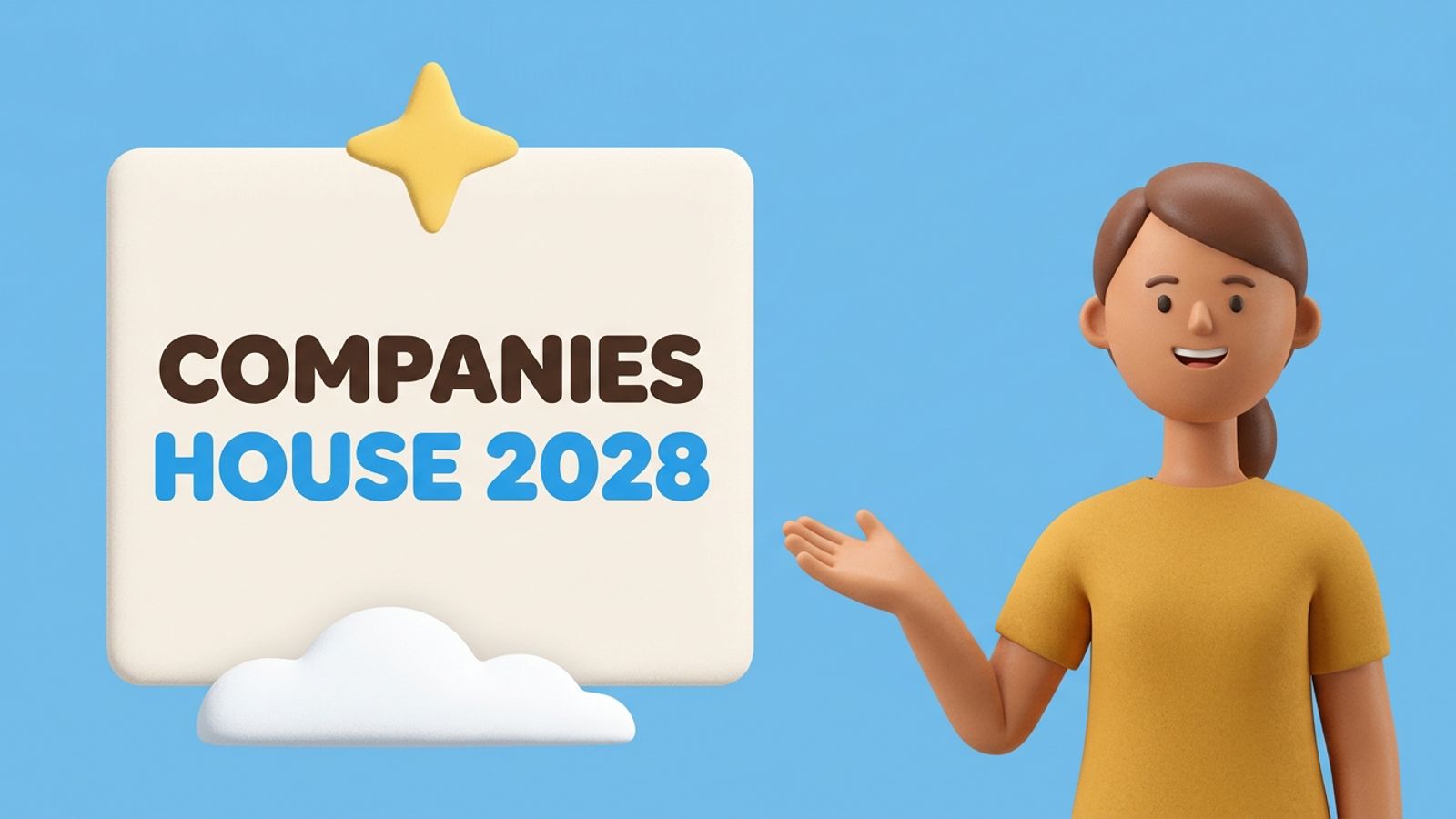 Illustration of UK Companies House building with calendar showing April 2028 and document filing icons representing upcoming changes.